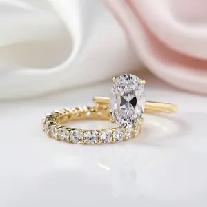 3.50ct Oval Cut Yellow Gold Wedding Ring Set