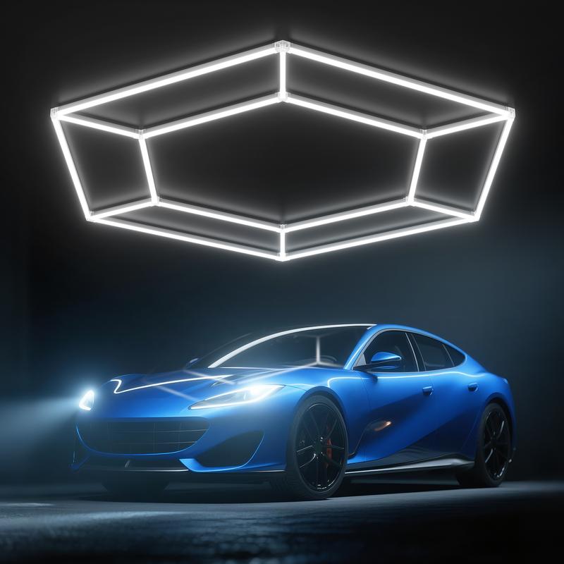 HYPERLITE Hexagon Light Honeycomb Light LED Ceiling Light, 130–204W 13,000–20,400LM 6500K Bright White, Car Detailing Garages, Garage Light, Workshops, Basements, Gyms, Studios, Barber Shops, Game Rooms, LED Wall Decorative Lighting，Jumpstart newyear