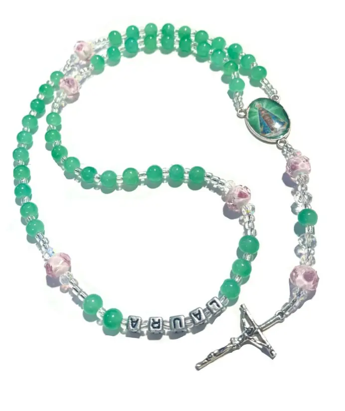 green Aparecida Patroness of Brazil - Rosary personalized with name