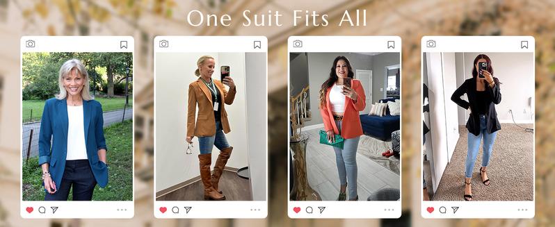 Imily Bela Womens Casual Blazers Open Front Long Sleeve Work Office Suit Jackets Blazer Fitted Basic Lapel Collar with Button Design & Pockets