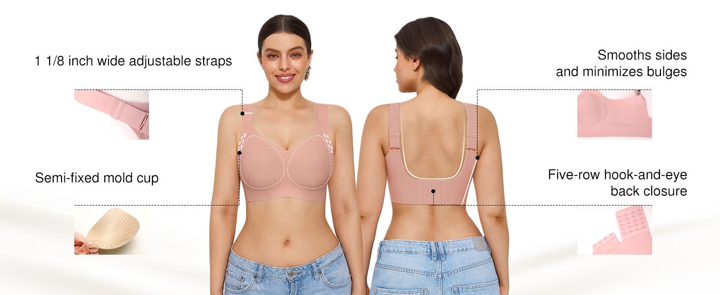Popilush 2/3-Piece Set Wireless No Underwire Jelly Bra - Everyday Comfort Push Up Seamless  Fit Smooth T-Shirt Bra with Minimalist & Adjustable Straps Basic Womenswear