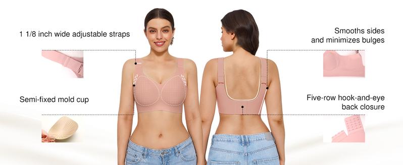 ​​Popilush Seamless Wireless Jelly Bra - Adjustable Strapless Deep V-Neck with Side Support & Molded Comfort
