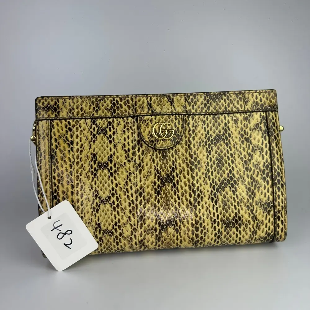 Pre-owned GUCCI 482 GG Marmont Snake Print Wallet On Chain Crossbody