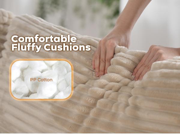 【8 Packages Shipping】Ovios 130.7" Modular Sectional Sofa Couch, U-Shaped Minimalist Couches with Sofa Bed Chaise, L-Shaped Modern Deep Seat Cloud Plush Corduroy Sofas with Ottoman Set for Living Room, 8 Seater