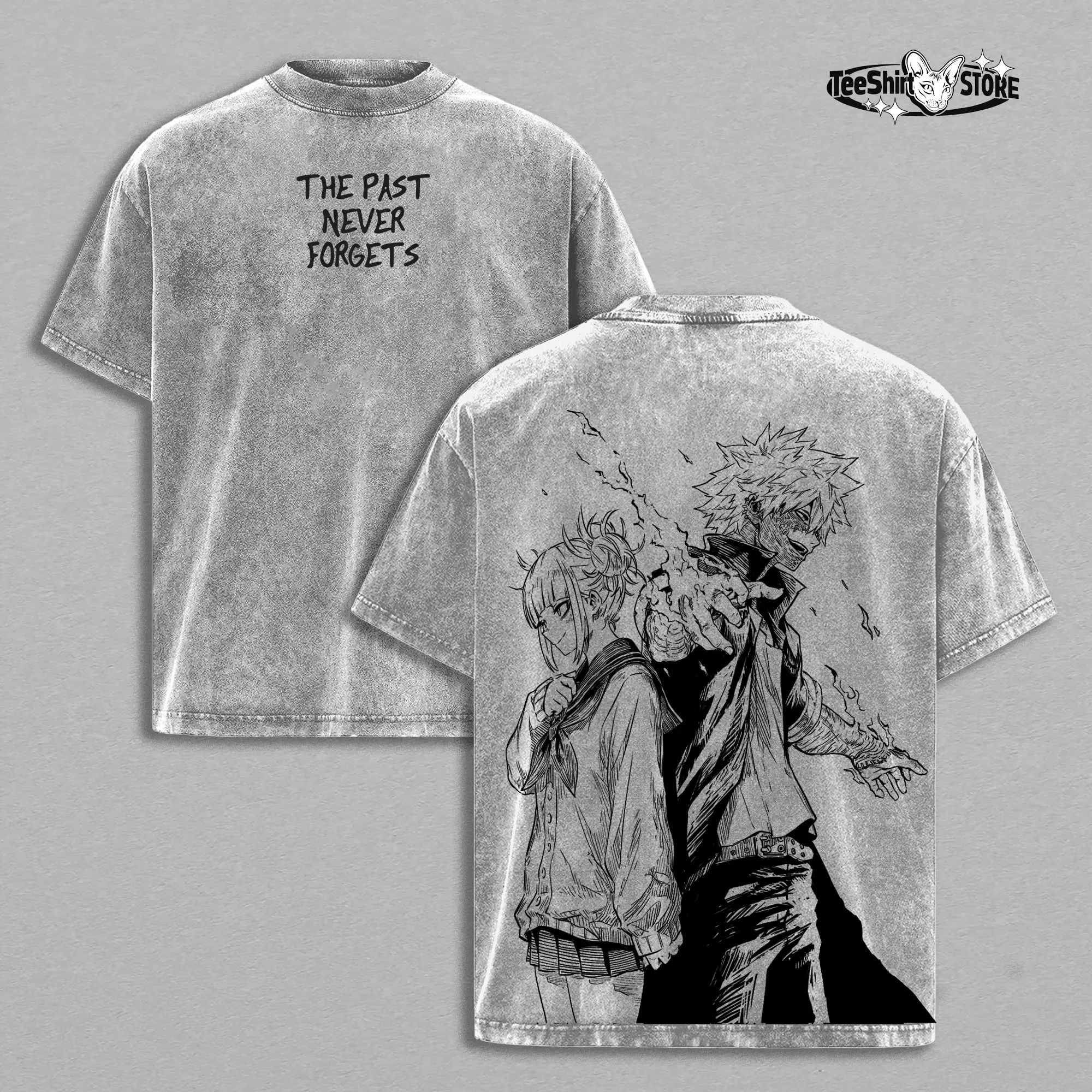 Dabi x Toga Vintage Washed Oversized T-Shirt And Hoodie – My Hero Academia Villain Anime Graphic Tee, Heavyweight Cotton Unisex Streetwear, Dark Manga Aesthetic Retro Shirt