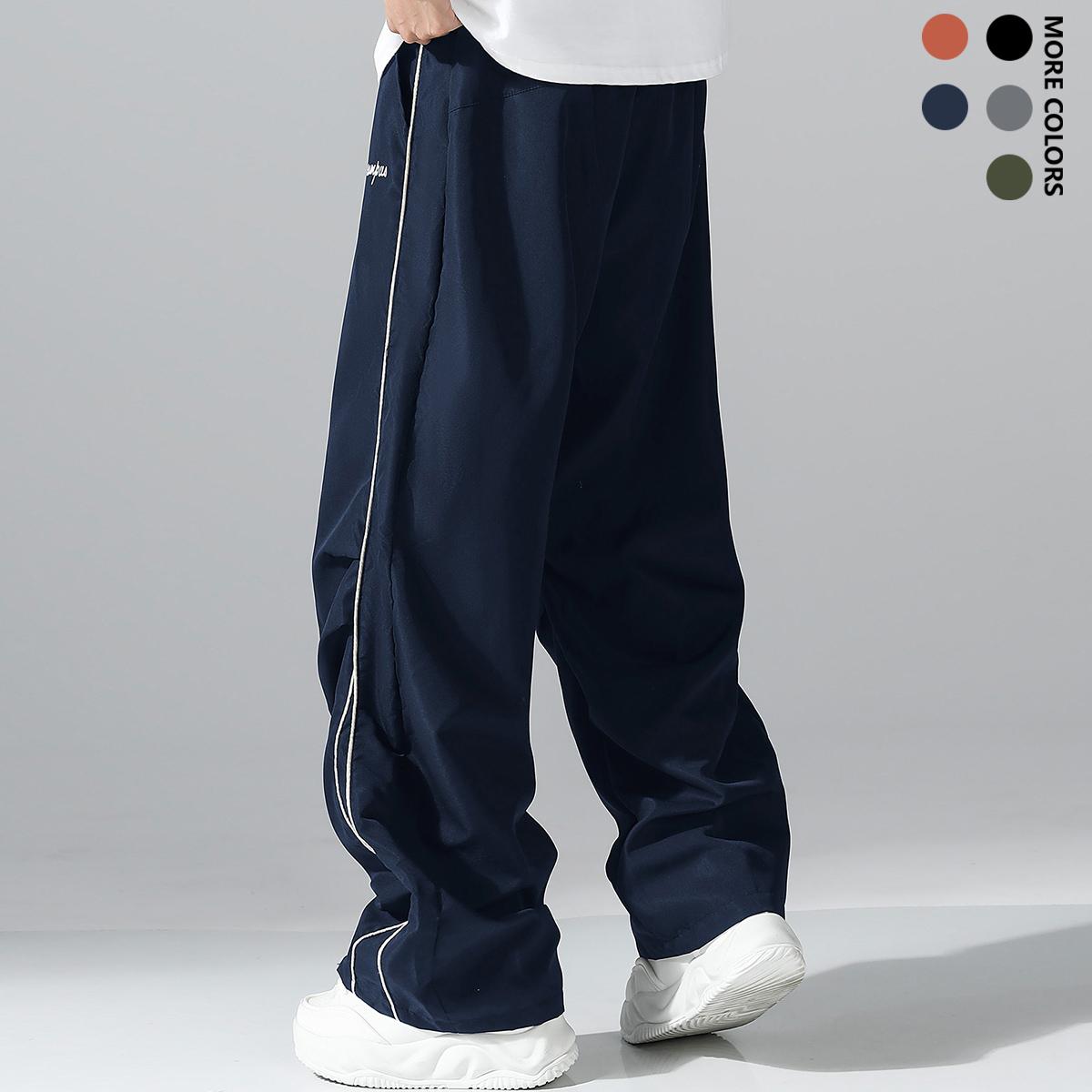 3-piece set of men's sports jogging pants, side striped decorative pants, straight leg loose sports pants, comfortable, breathable, lightweight pants suitable for daily leisure sports