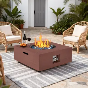 Jocoevol Veyron 28-Inch Square Outdoor Fire Pit - 40,000 BTU Propane Gas with Electronic Ignition | CSA Certified