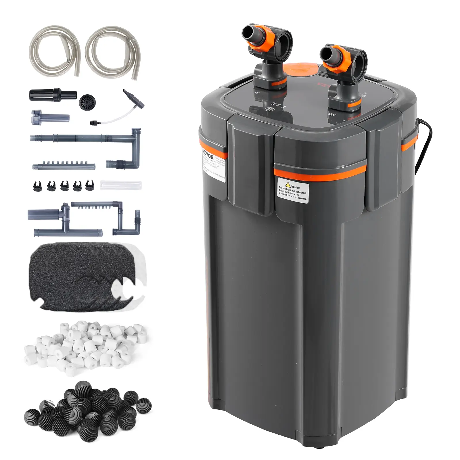 VEVOR Aquarium Filter 528GPH,  5-Stage Canister Filter 200 Gallon, Ultra-Quiet Internal Aquarium Filter with UV Protection, Submersible Power Filter with Multiple Function for Fish Tanks, 20W