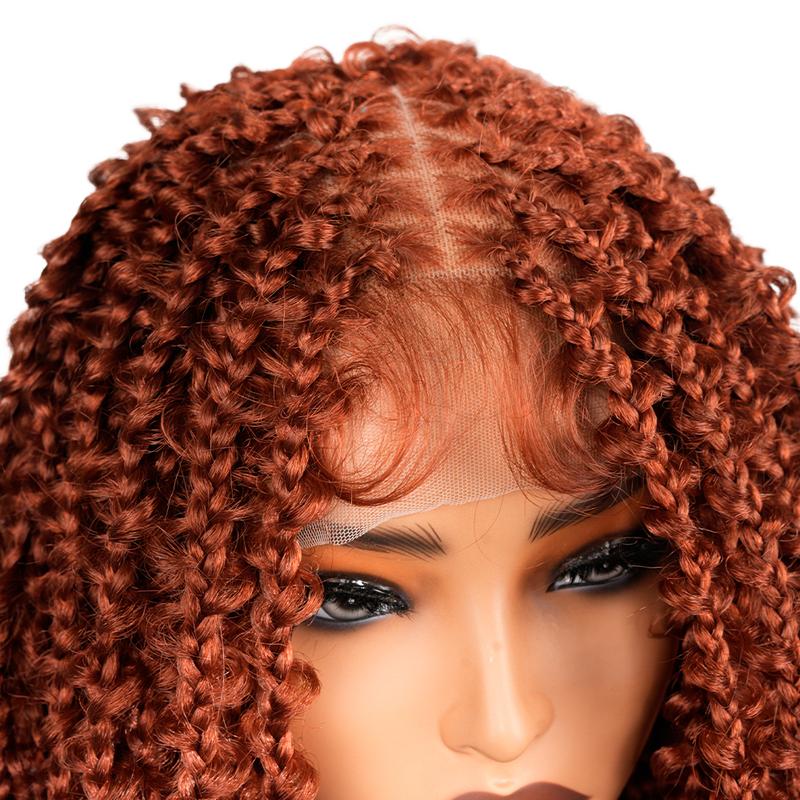 SuperNova 36 Inch #350 Copper Brown Lace Front Knotless Butterfly Box Braided Wig – Long Synthetic Braids for Women Party & Everyday