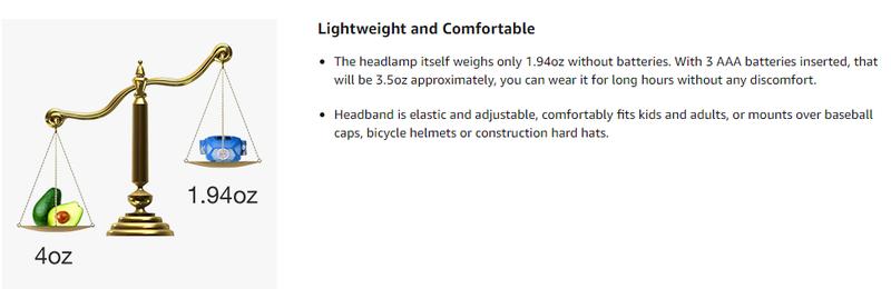 Lepro 320015 Battery Powered Headlamp - 1300Lux Super Bright LED Head Lamp with Red Light, IPX4 Waterproof Headlights for Outdoor Camping, Hiking, Hunting, Power Outages, Emergency, Hurricane camp accessory