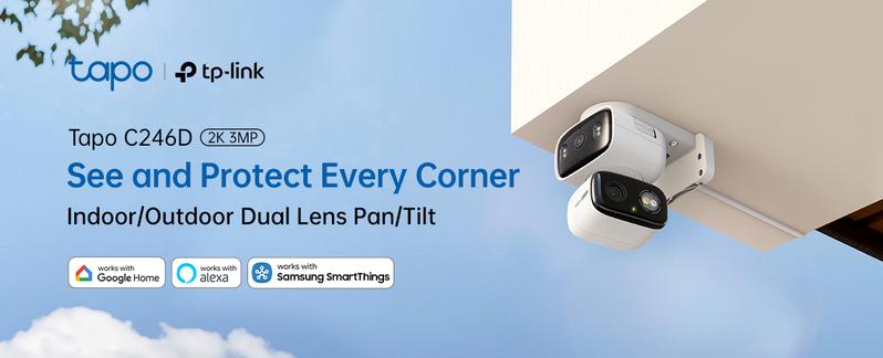 TP-Link & Tapo C246D(2-Pack) 2K 3MP Dual Lens Pan/Tilt Indoor/Outdoor Security Cameras with AI Detection, 360° Pan, Free Person/Vehicle Detection, SD/Cloud Storage, Works with Alexa & Google Home