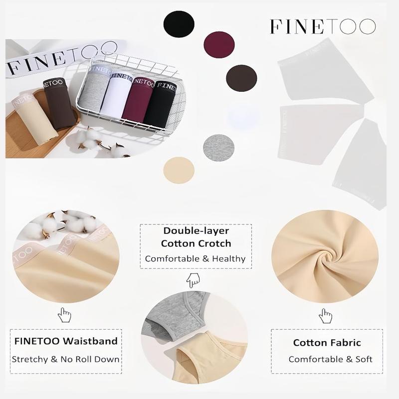 FINETOO 10PCS Cotton Hipster Panties for Women Sweet Ladies Full Coverage Stretch Bikinis Comfortable  Bridal Briefs S-XL Womenswear High Elastic