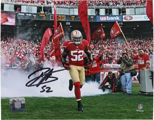 Patrick Willis San Francisco 49ers Autographed 8" x 10" Running Out of Tunnel with Smoke Photograph - Fanatics Authentic Certified