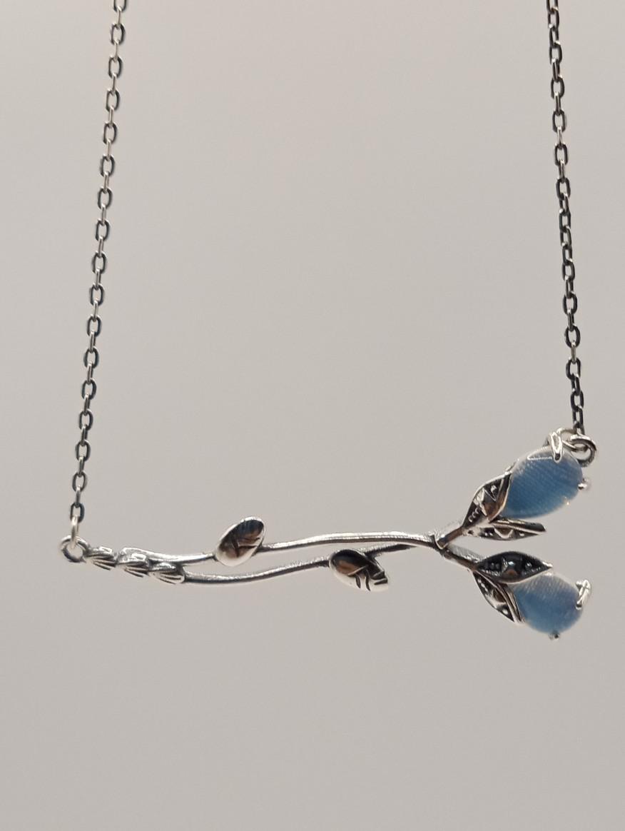 Antique silver sterling floral moonstone pendant