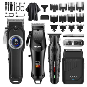 HIENA PRO Professional Hair Clipper Set for Men, Cordless Barber Clippers Set and Trimmer Kit, Electric Beard Trimmer & Nose Trimmer Kit, Foil Shaver & Men's Facial Grooming Tool Kit, Gifts for Men