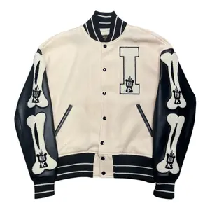 Kapital I-Five Varsity Jacket Cream Black