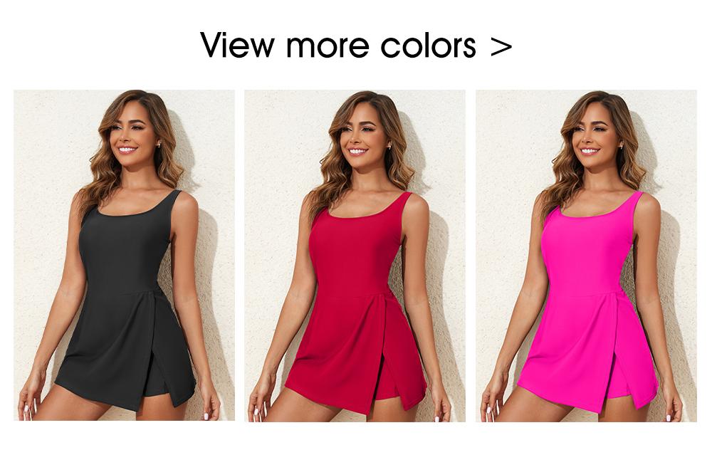 Aleumdr One Piece Swimdress Swimsuit for Women Tummy Control Split Hem Skirt Bathing Suit with Pockets Fabric SpringStatements