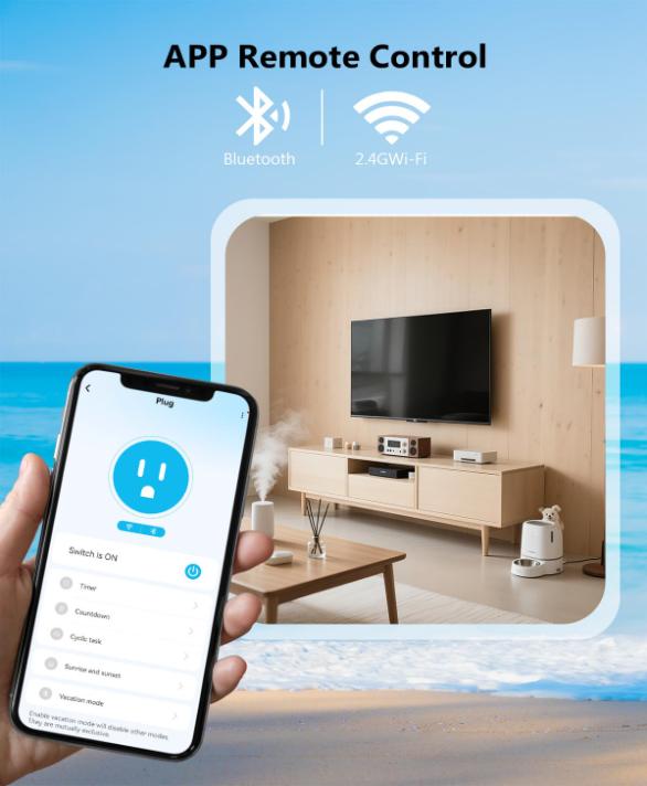 DAYBETTER Smart Plug 15A/1800W, Alexa & Google Home Compatible, 2.4GHz WiFi Bluetooth, APP Control, Timer & Schedule, Smart Outlet for Home Automation