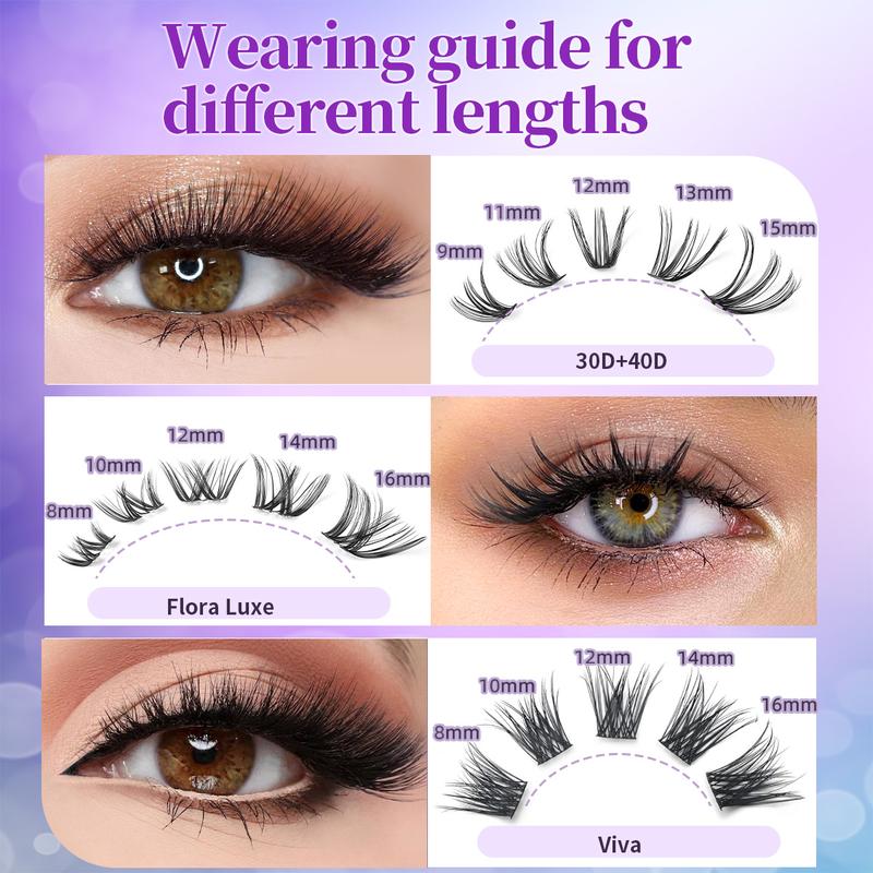 Miriduomi DIY Lash Clusters Kit - Soft Fluffy Long-Lasting Lashes with Glue Remover & Tweezer for Beginners Easy At-Home Application - Eyelash Set