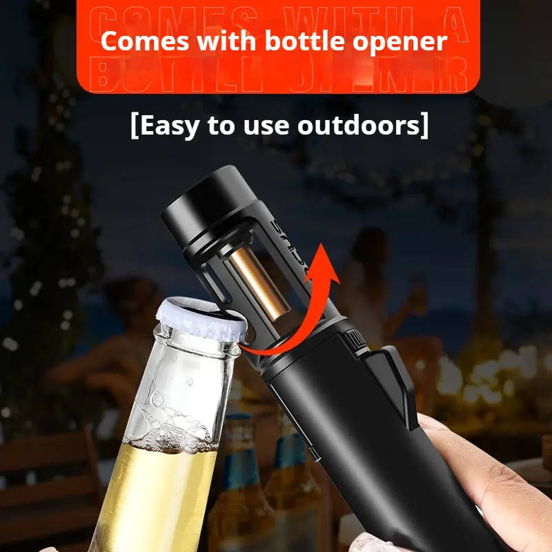 (Without Butane Gas)High Temperature Spray Gun Butane Gas Lighter Metal Outdoor Windproof Blue Powerful Flame Blowtorch Jet Lighter Welding Tool Gift Box Packaging
