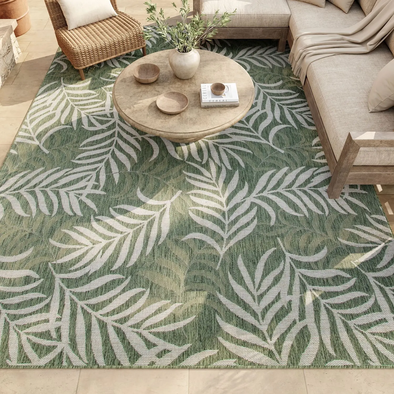 Nourison Garden Oasis Modern Polypropylene Tropical Area Rug - Indoor-Outdoor Home Decor Mat, Durable Outdoor Patio Rug for Garden & Home Use
