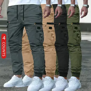 Men’s all-season loose long cargo pants with a drawstring waist and multiple pockets, suitable for outdoor work in all seasons. Solid-color long pants—casual wear for outings and outdoor sports; ideal as a Thanksgiving or Christmas gift for someone.