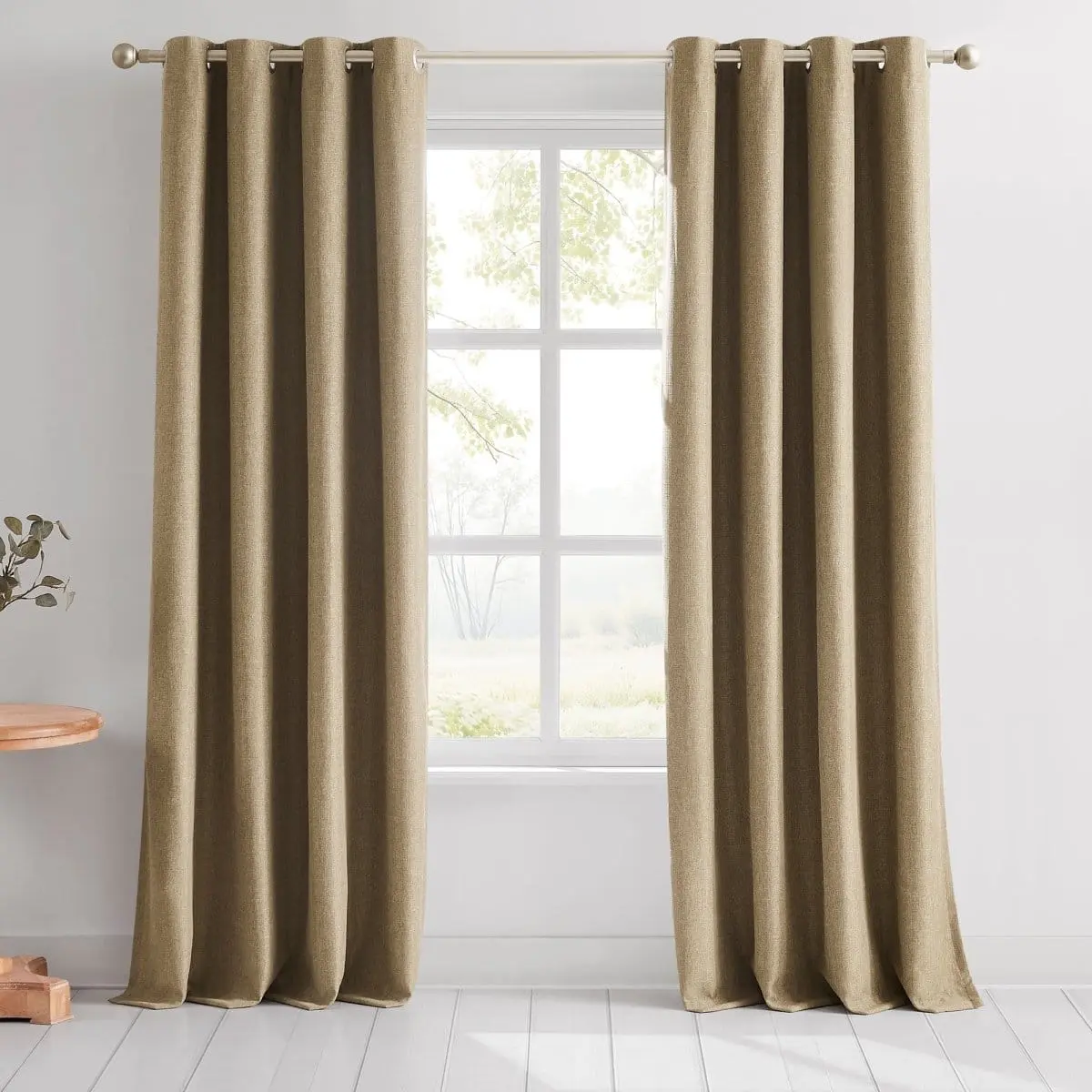 Lush Decor Meena Slub Texture Neutral Grommet Curtain Panels Pair Set, 52x84 in, 100% Blackout Curtains Black Out, Home Decoration Window Drapes, Energy Efficient, Metal Grommets, Easy to Install, Home Decoration Curtain