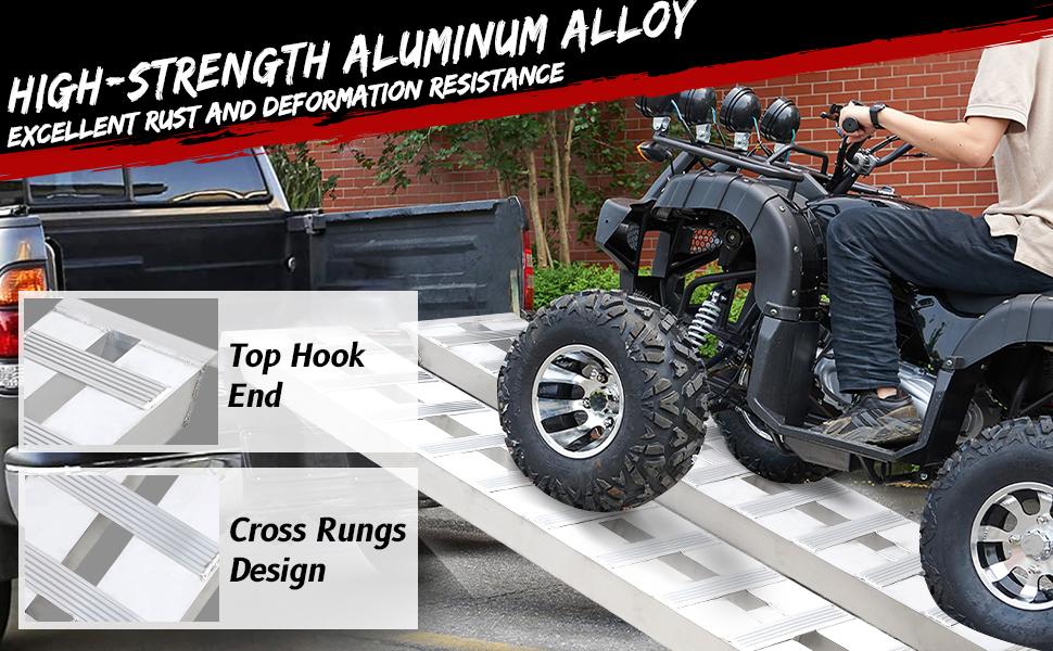 GARVEE 60x12 Inch 6000 LBS Aluminum Trailer Ramps, Truck Car Auto Trailer Ramps, Loading Ramps Car ATV Truck Auto Hauler Knife & Hook Ends Universal Loading Ramp for Tractor ATV/UTV Trucks 2 Pack
