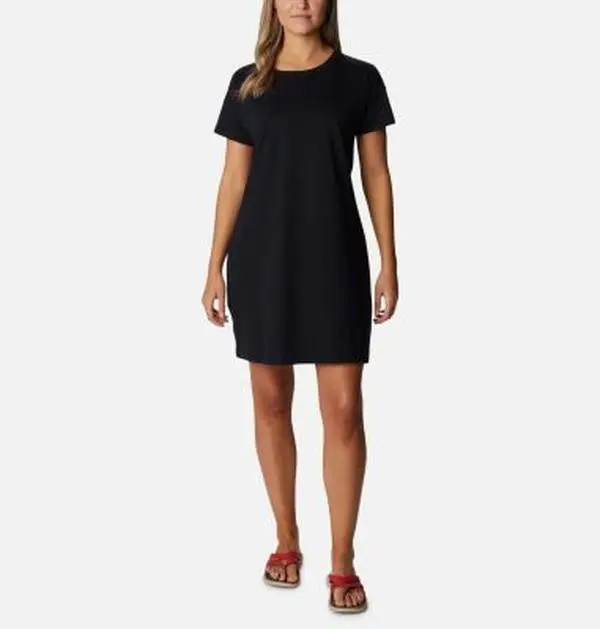 Columbia Park Cotton T-Shirt Dress, Black/White, XS