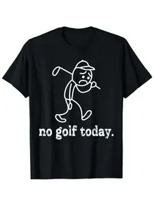 Men'S Funny "No Golf Today" T-Shirt - Relaxed Fit Short Sleeve with Minimalist Sad Golfer Design & Humorous Golf Course Saying - Casual & Golf Outing Apparel for Men - All Sizes Available (Black) - Perfect Gift for Golf Enthusiasts - Round Neck Regu
