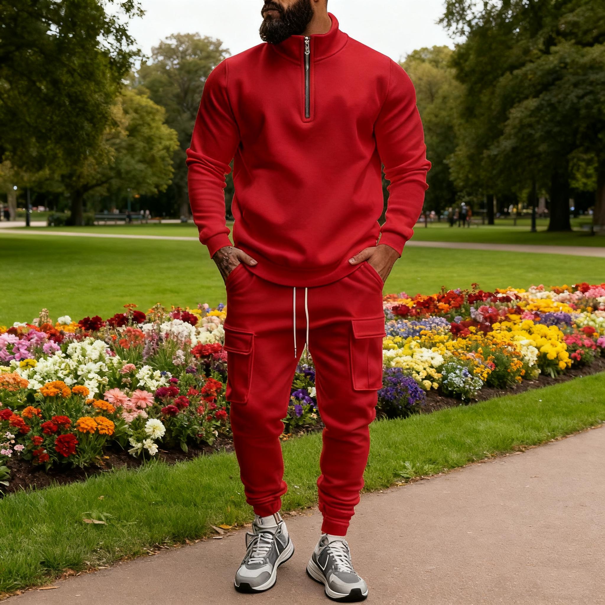 KZZ Men's Casual Fleece Lined Zipper Work Pants Set, Thick Fabric Warm Long Trousers for Fall & Winter, New Arrival Us Style Classic Clothes christmas gifts for him SpringStatements