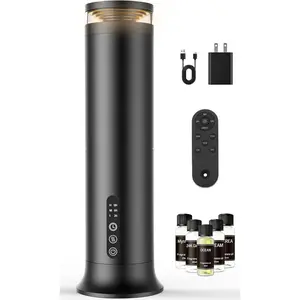 Waterless Scent Diffuser Starter Kit – Two-Fluid Nano Tech 1000 Sq Ft Coverage, Aromatherapy Essential Oil Diffuser for Home, Hotel, Office, Included 5 Scented Essential Oils, Remote Control