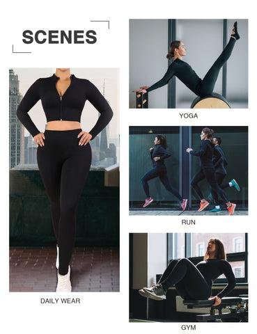 FeelinGirl Seamless Long Sleeve Sportswear Set Workout Set Crop Top & Leggings