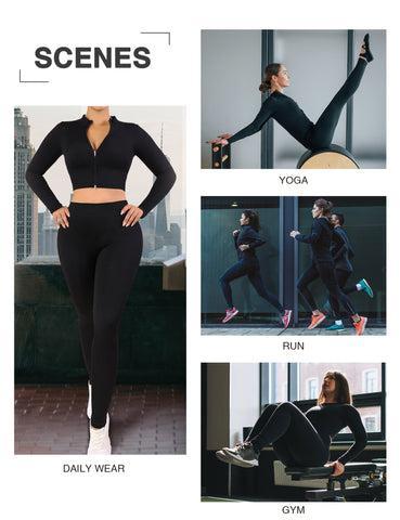 FeelinGirl Seamless Long Sleeve Sportswear Set gym outfit activewear Basic