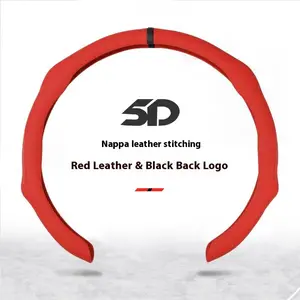 Napa Nappa Leather Centering Mark Steering Wheel Cover Quick Turn Non-Slip Breathable Ultra-Thin Universal Grip Cover for Four Seasons Car Accessories Automotive Car Gifts