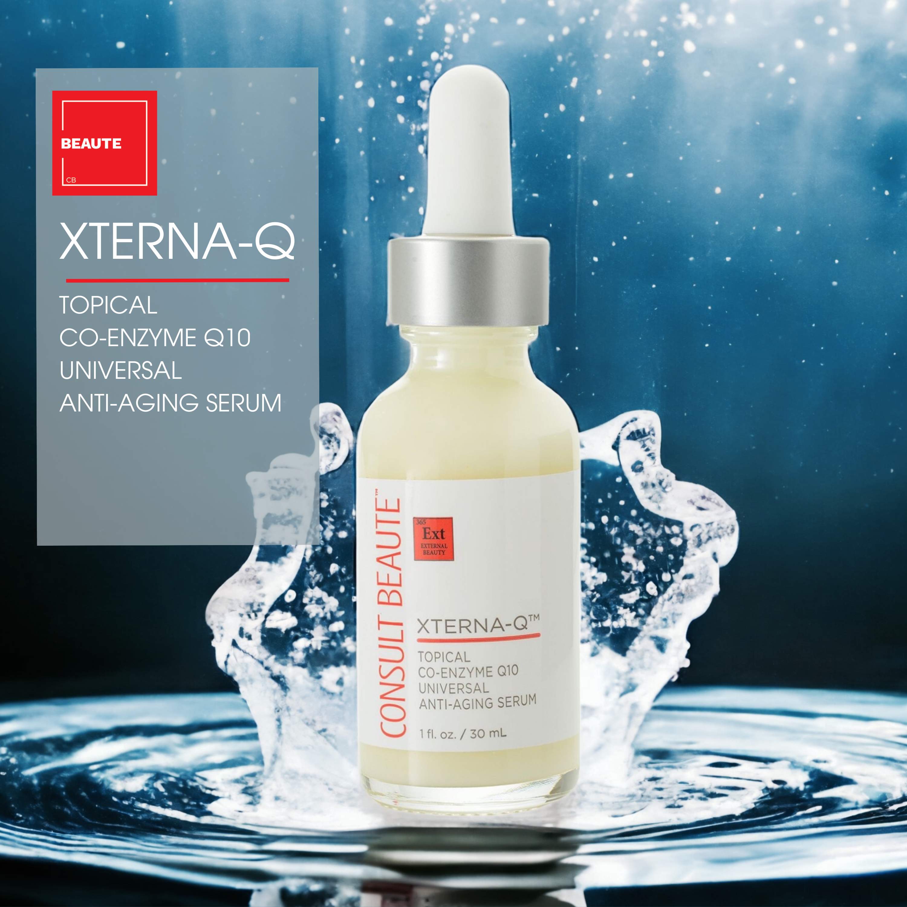 XTERNA-Q Topical Co-Enzyme Q10 Serum Antioxidant Skin Defense Radiance Boost Lightweight Firming Deep Hydration Smooth 1 oz