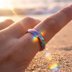 Lani Glow Multicolor Iridescent Ring - Engravable