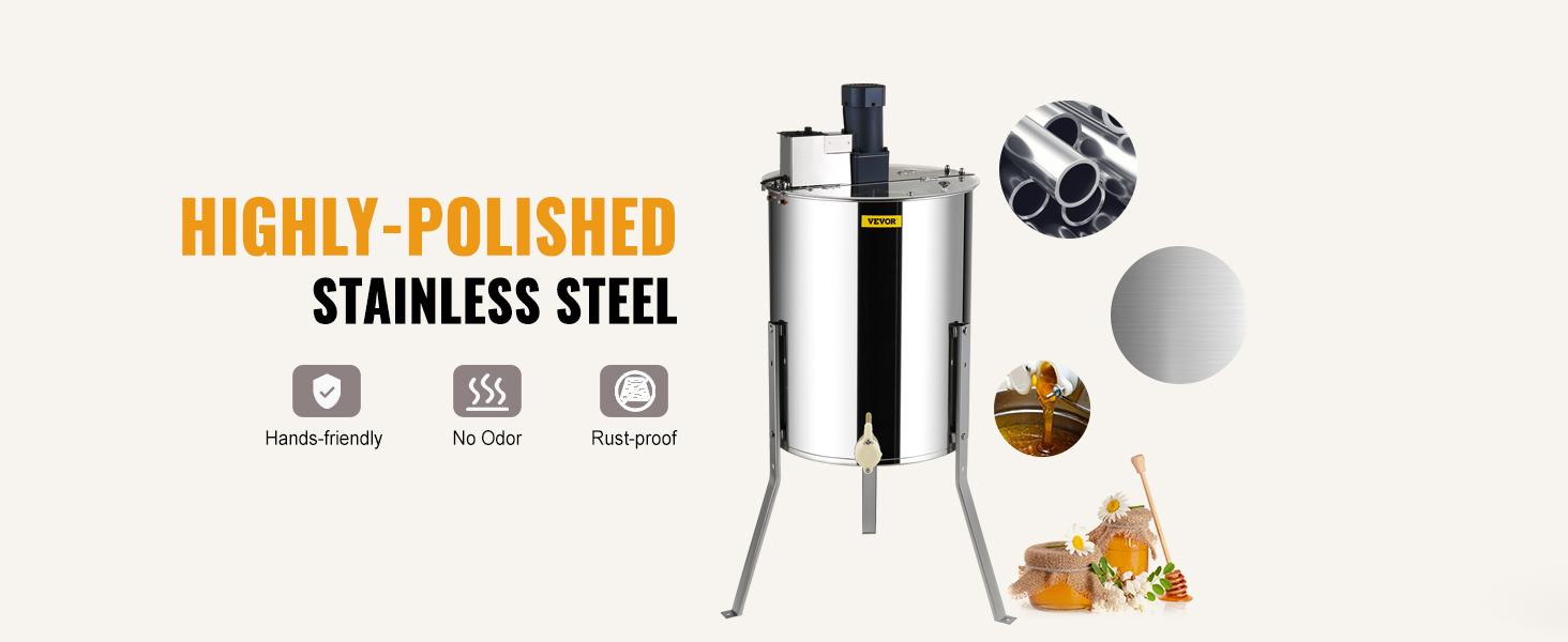 VEVOR Electric Honey Extractor, TikTokShopBlackFriday, 4/8 Frames Honey Spinner Extractor, Stainless Steel Beekeeping Extraction, Apiary Centrifuge Equipment with Height Adjustable Stand, Honeycomb Drum Spinner with Lid