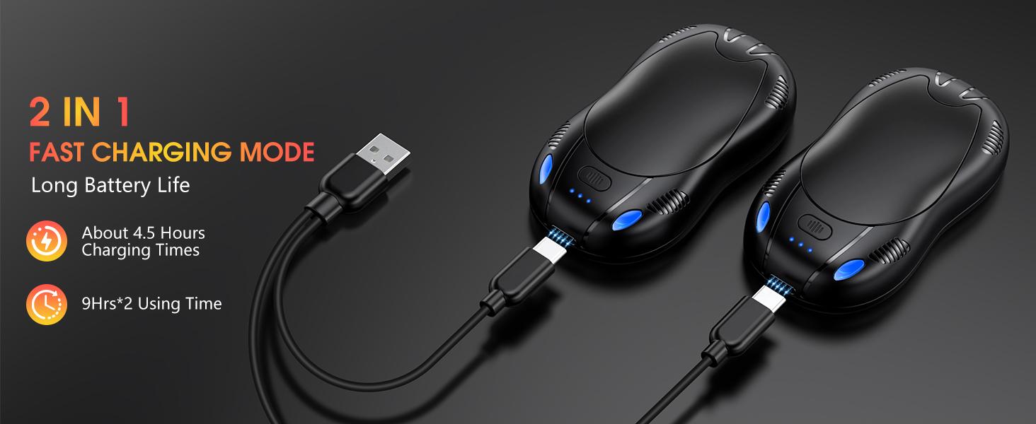 FANDLISS 2 Pack Magnetic Hand Warmers , Double-Sided Intense Heating, Long-Lasting Warmth ,Portable Heater for Outdoors, Hunting, Golf & Camping , Valentine's Day Gift