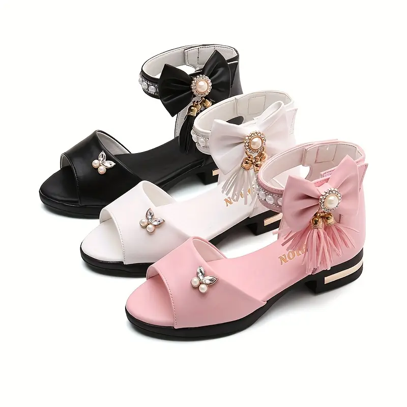 Bowknot Open Toe Sandals, Breathable Lightweight Sandals For Vacation Party, Summer