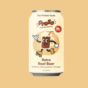 Retro Root Beer Protein Soda Beverage (12 Pack) | 10g Protein, Sugar Free, Caffeine Free, 45 Calories, Kid Friendly