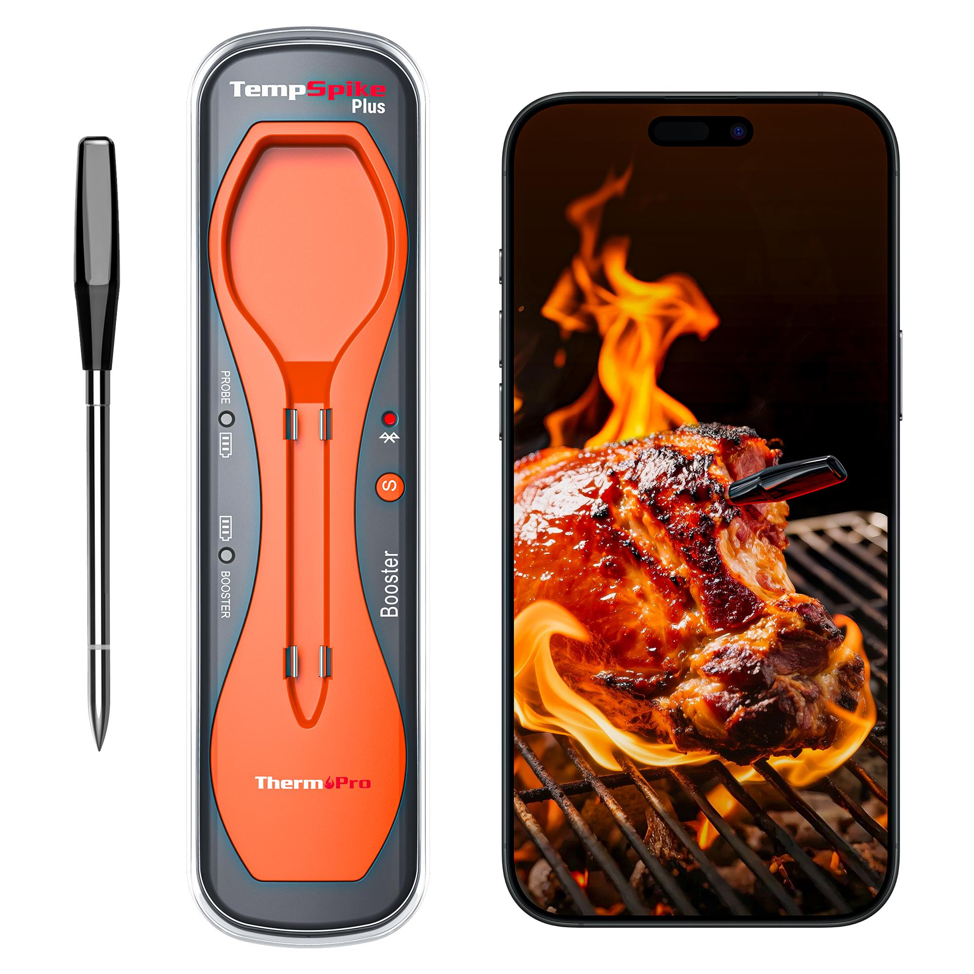 TempSpike Plus Digital Meat Thermometer with 600ft Bluetooth 5.2 Range & Color-Coded Probes for Cooking in Kitchenware