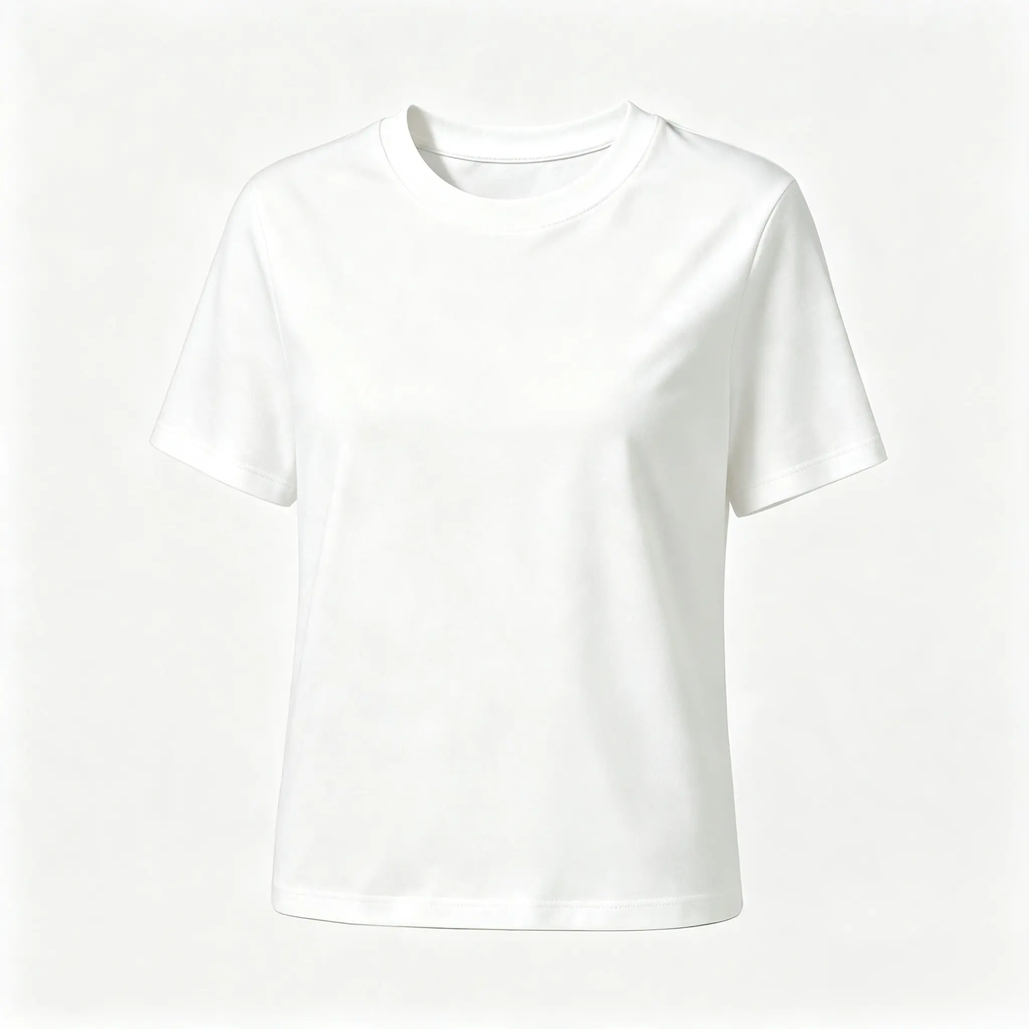 Women's 100% Cotton Minimalist Round Neck Short-Sleeve Basic Top - Fitted Blank Casual Everyday T-Shirt for Womenswear, Shortsleeve, Tops