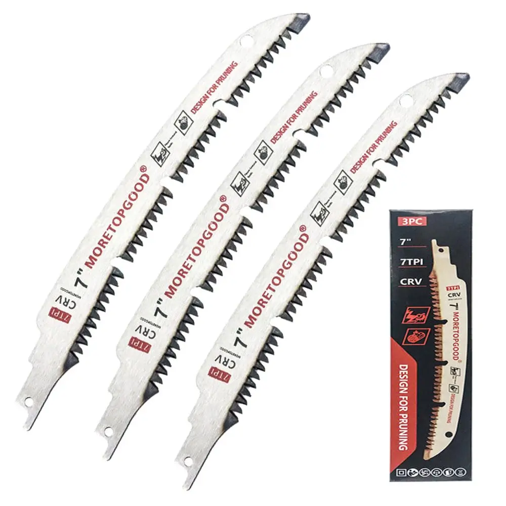 Arc Curved Reciprocating Saw Blade with Chipconveyor Design, 7TPI Japanese Teeth with Arc Edge Wood Pruning Saw Blades for Tree Trimming, Wood Cutting,3-Pack campingessentials