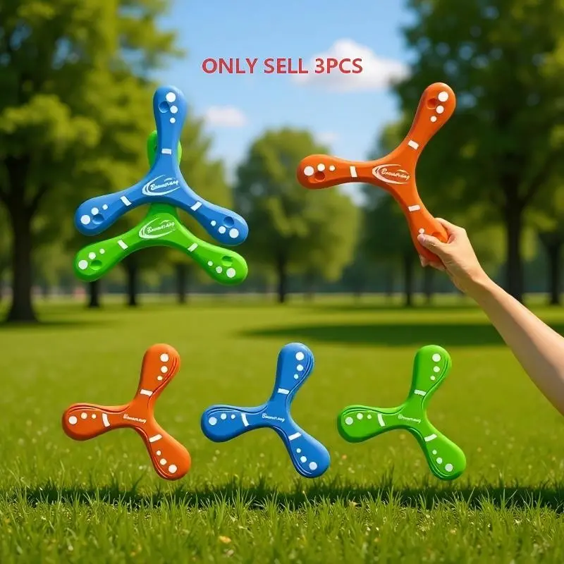 3pcs Soft High-Density EVA Durable Boomerangs - Vibrant three colors - Excellent Rotation & Long Flight Time - Perfect for Outdoor Sports & Entertainment - Ideal Gift for Holidays, Graduations, Christmas, Halloween, Thanksgiving, Birthday Party Favors