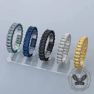 GTHIC Punk Motorcycle Gear Chain Stainless Steel Bracelet Trendy Viking Style Jewelry for Men Women Daily Wear