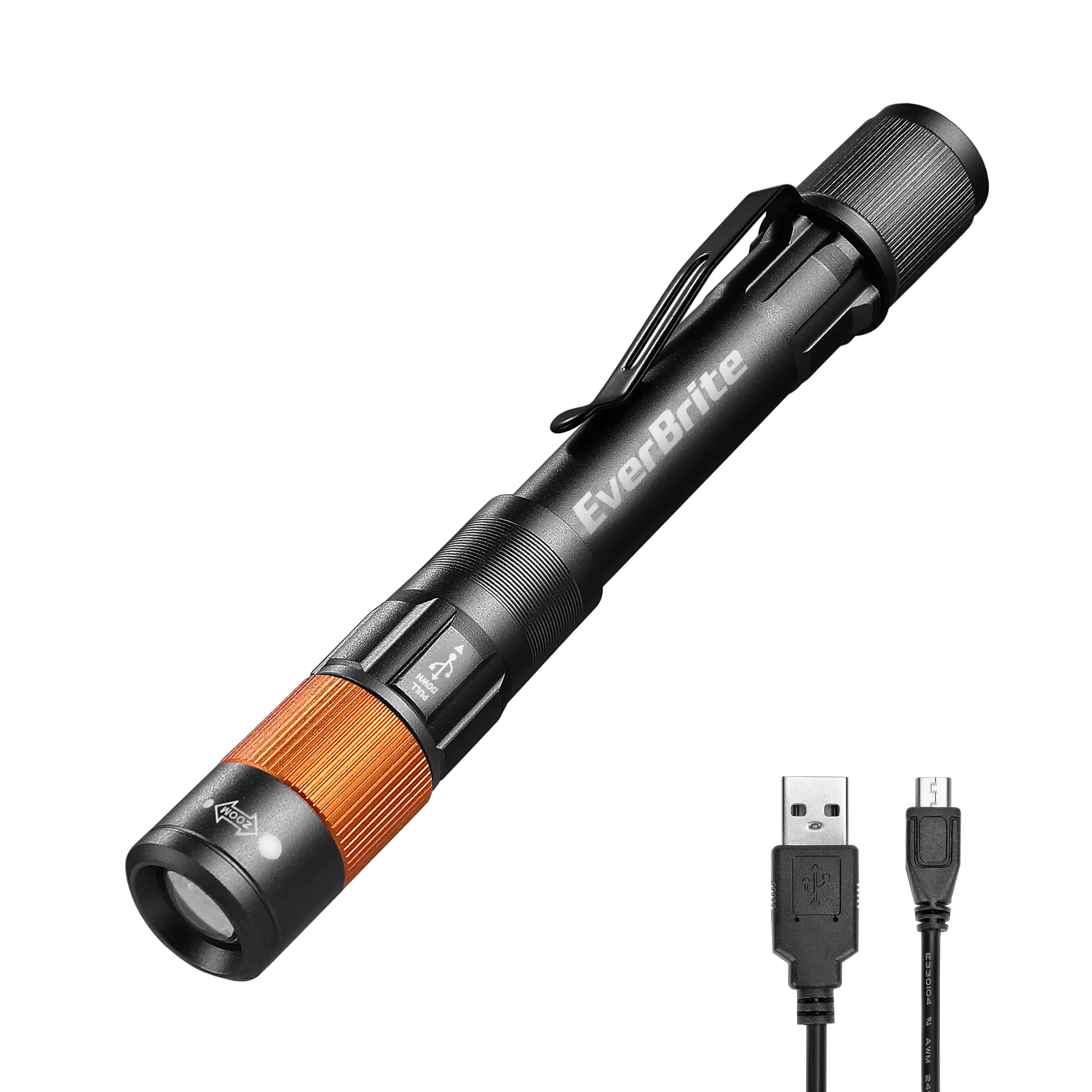 EverBrite Rechargeable Pen Light, 300 Lumens Zoomable EDC Flashlight