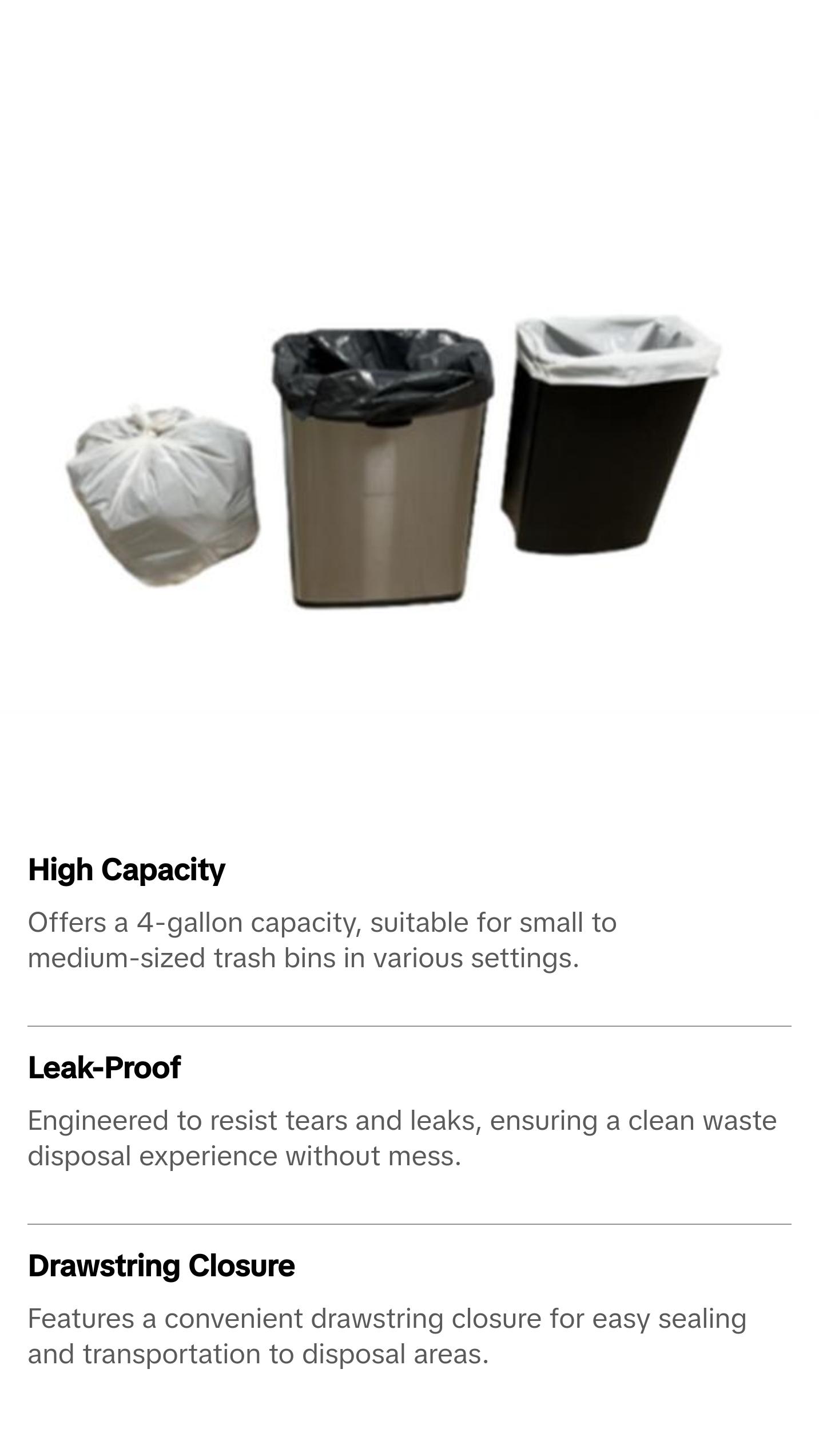 4 Gallon Trash Bags - Durable and Leak-Proof