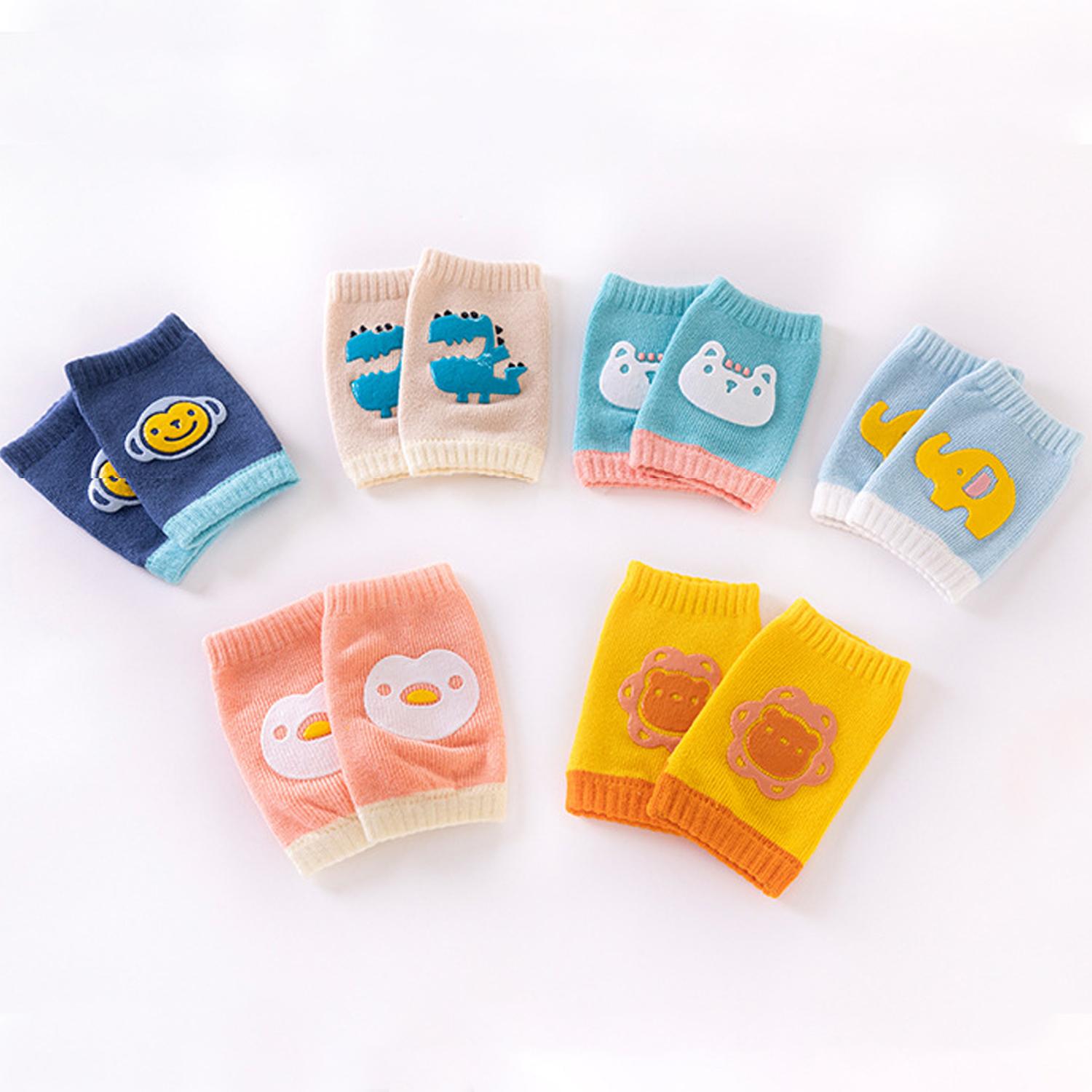 6 pairs of baby crawling non-slip knee pads for boys and girls cartoon elastic toddler solid color knee pads four seasons warm accessories baby gifts baby knee pad baby  knee  pads