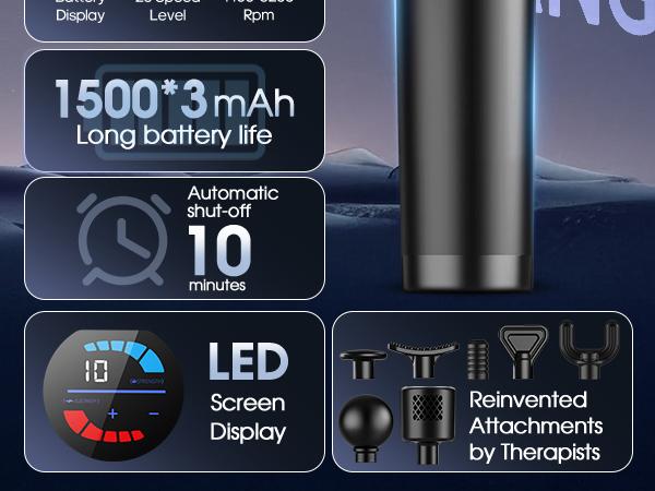 AERLANG Massage Gun with Heat and Cold Deep Tissue Percussion Massager for Pain Relief 7 Interchangeable Heads & LCD Display Travel-Friendly Gift